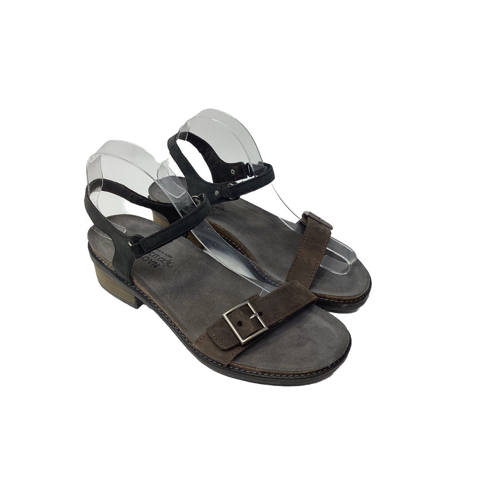Naot Leather "Boho" Sandals with Buckle Detail Vintage Latte Brown EU 40 US 9